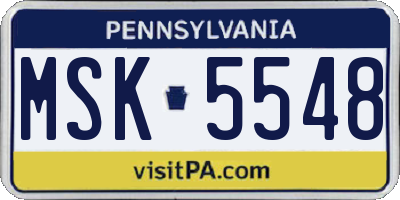 PA license plate MSK5548