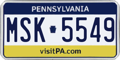 PA license plate MSK5549