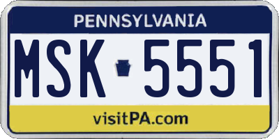 PA license plate MSK5551