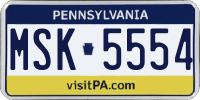 PA license plate MSK5554