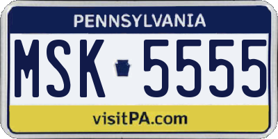 PA license plate MSK5555