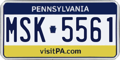 PA license plate MSK5561