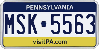 PA license plate MSK5563