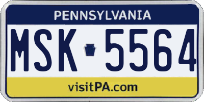 PA license plate MSK5564