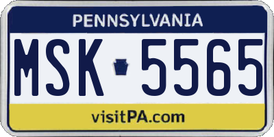 PA license plate MSK5565