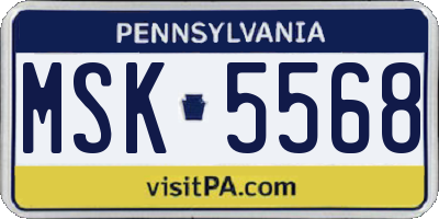 PA license plate MSK5568