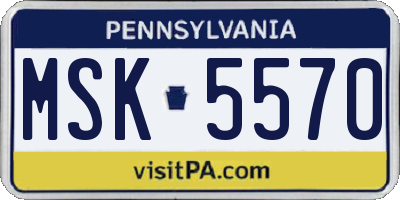 PA license plate MSK5570