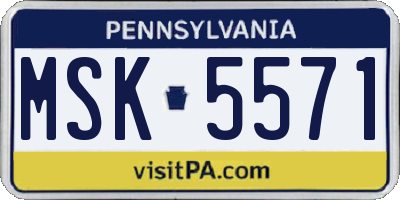 PA license plate MSK5571