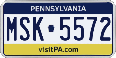 PA license plate MSK5572