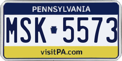 PA license plate MSK5573