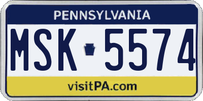 PA license plate MSK5574