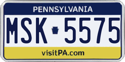 PA license plate MSK5575
