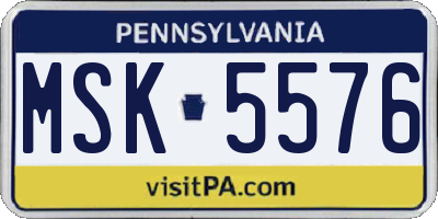 PA license plate MSK5576