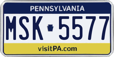 PA license plate MSK5577
