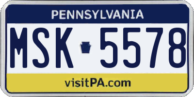 PA license plate MSK5578