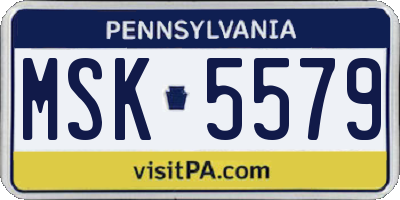 PA license plate MSK5579