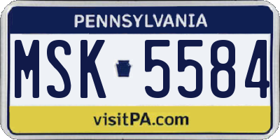 PA license plate MSK5584