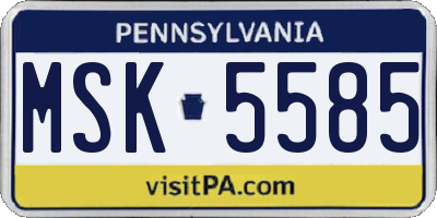 PA license plate MSK5585