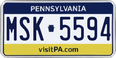 PA license plate MSK5594