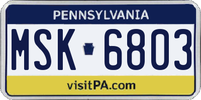PA license plate MSK6803