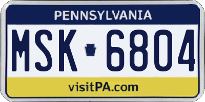 PA license plate MSK6804