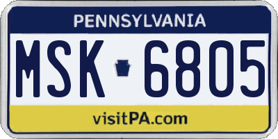 PA license plate MSK6805