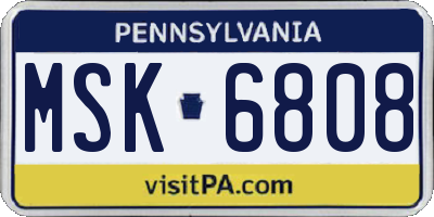 PA license plate MSK6808