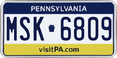 PA license plate MSK6809