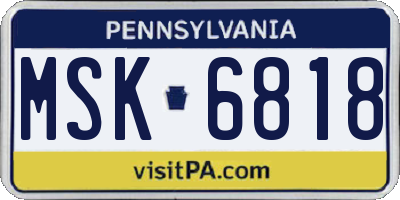 PA license plate MSK6818