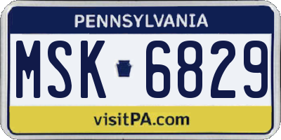 PA license plate MSK6829
