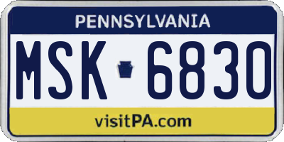 PA license plate MSK6830