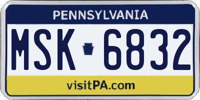 PA license plate MSK6832