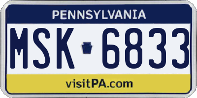 PA license plate MSK6833