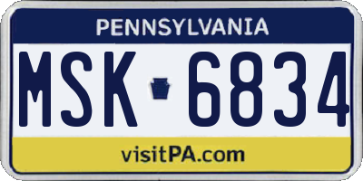PA license plate MSK6834