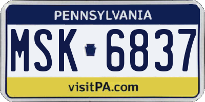 PA license plate MSK6837