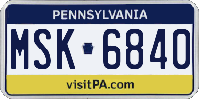 PA license plate MSK6840