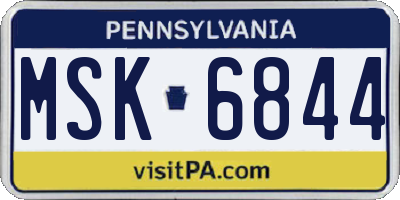 PA license plate MSK6844