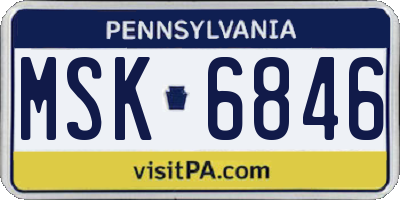 PA license plate MSK6846