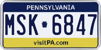 PA license plate MSK6847