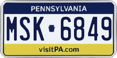 PA license plate MSK6849