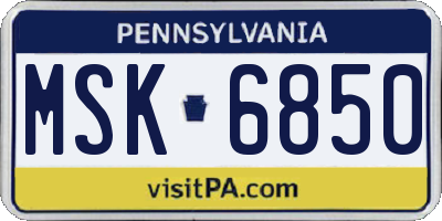 PA license plate MSK6850