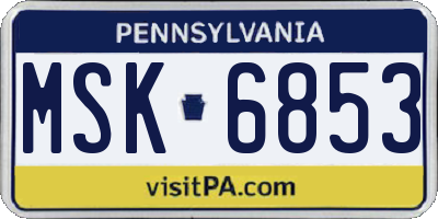PA license plate MSK6853