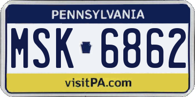 PA license plate MSK6862