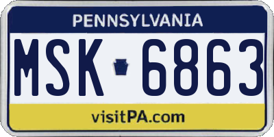 PA license plate MSK6863