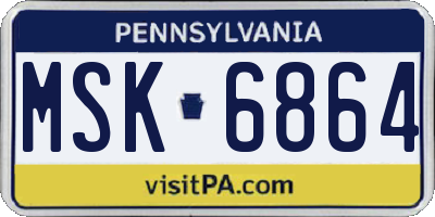 PA license plate MSK6864