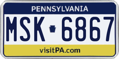 PA license plate MSK6867