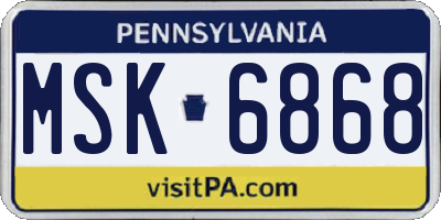 PA license plate MSK6868