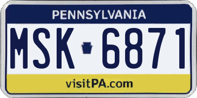 PA license plate MSK6871