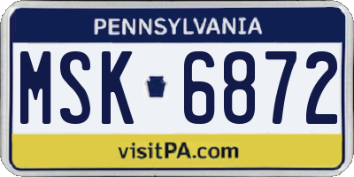 PA license plate MSK6872