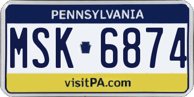 PA license plate MSK6874